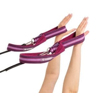ELEMENTS® Pilates Double Loops in purple rainbow used in the hands on Pilates Reformer