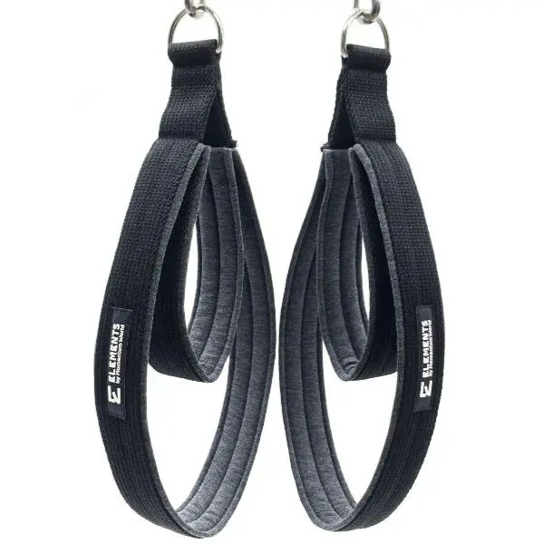 ELEMENTS Pilates Double Loop straps with cotton lining in grey colour with D ring