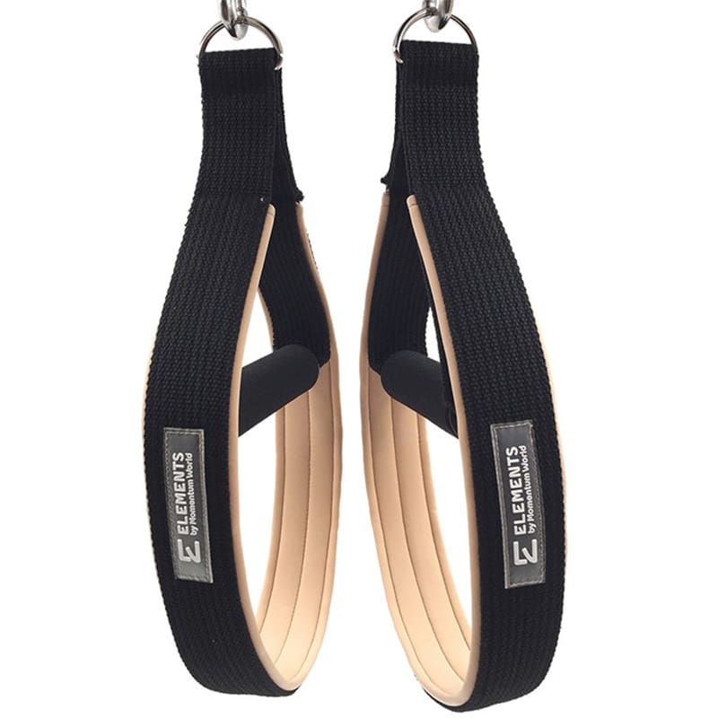 ELEMENTS Pilates Loop Roll Straps ELEMENTS Pilates Loop Roll Straps black ribbon with beige colour neoprene lining with D ring connection