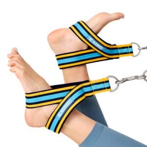 ELEMENTS Small Double Loop Straps, in use, yellow blue