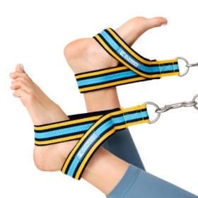 ELEMENTS Small Double Loop Straps, in use, yellow blue