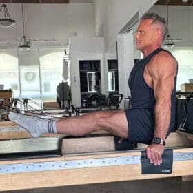 Sean using Non-Slip Pads on Pilates Reformer